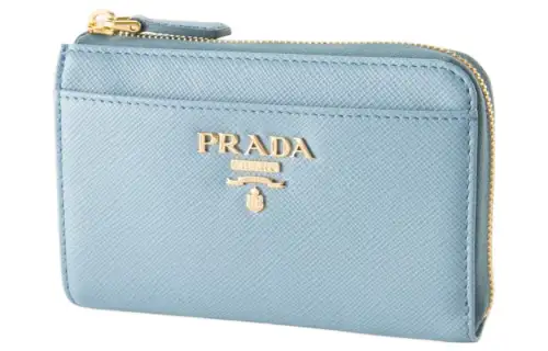 PRADA Leather Wallet Key Pouch Women's Blue