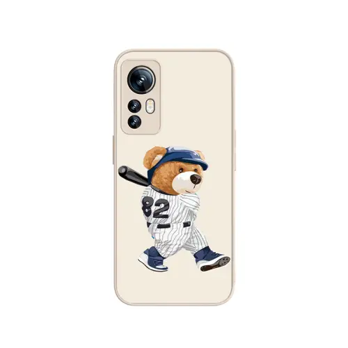 US 10 Cents MSMF Xiaomi/MI for MIX4/Youth/12S Extreme/13/11ULTRA/9PRO/10S/CIVI Trendy Frosted Glass Cover Baseball Teddy Bear Simple Personality Advanced Men's and Women's Mobile Phone Case