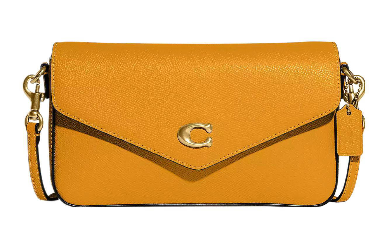 COACH Wyn Cross Grain Leather Shoulder Bag, Crossbody Bag Small Women's Brass Broach
