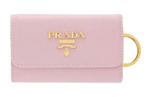PRADA Saffiano Leather Key Pouch Women's Pink
