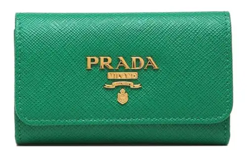 PRADA Saffiano Leather Key Pouch Women's Green