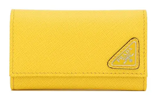 PRADA Saffiano Leather Key Pouch Men's Yellow