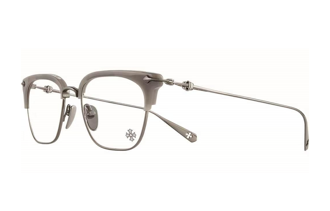 Chrome Hearts Titanium Alloy Irregular Shape Eyeglass Frames Unisex Gray