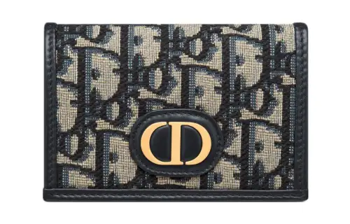 DIOR 30 Montaigne Letter Print Jacquard Wallet Women's Blue