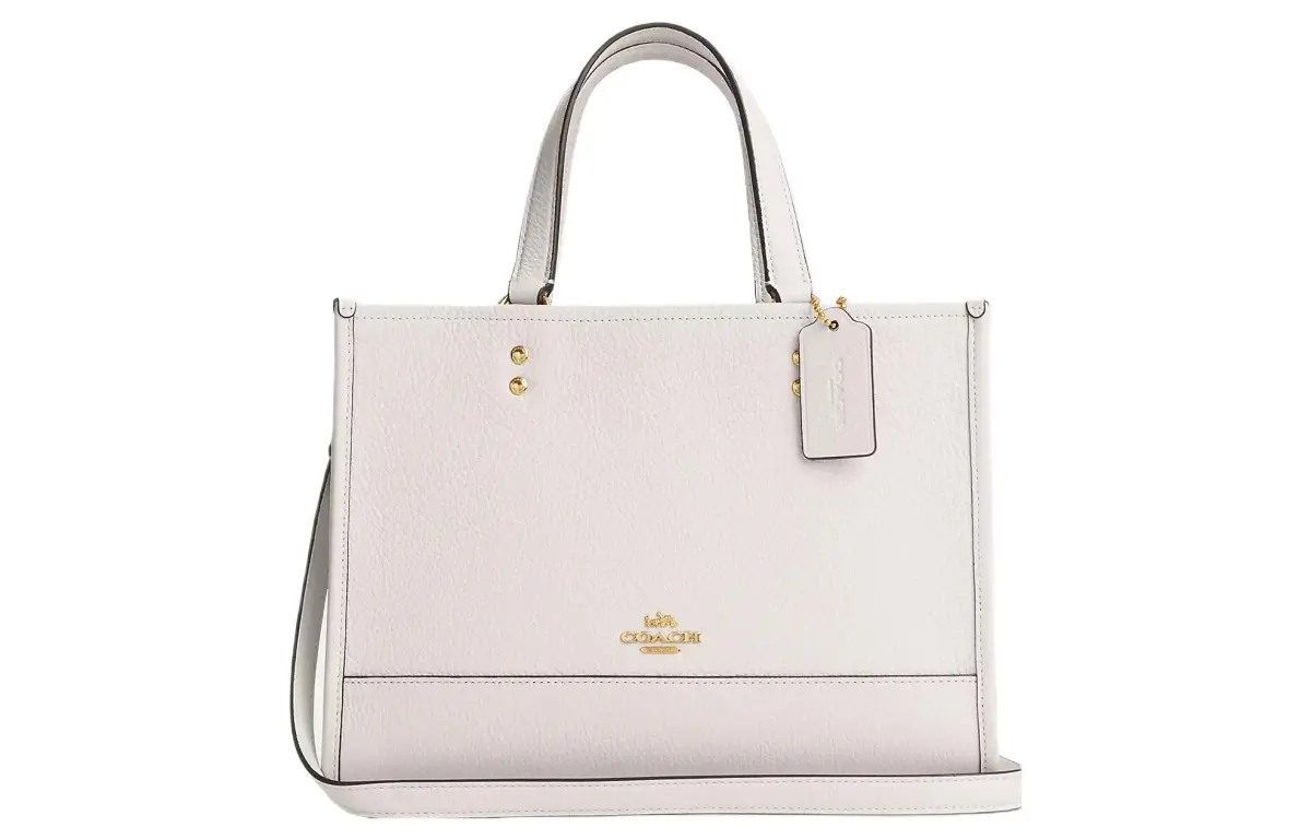 COACH Dempsey Leather Tote Bag, Shopping Bag, Handbag, Shoulder Bag, Crossbody Bag Large Women's White