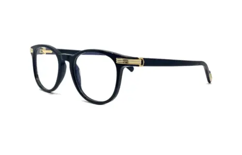 CARTIER Irregular Shape Eyeglass Frames Unisex Black
