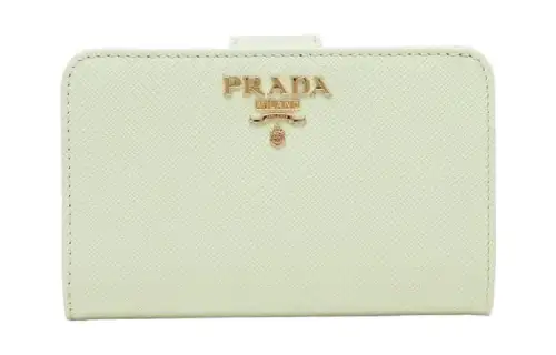 PRADA Saffiano Leather Wallet Women's Light Green