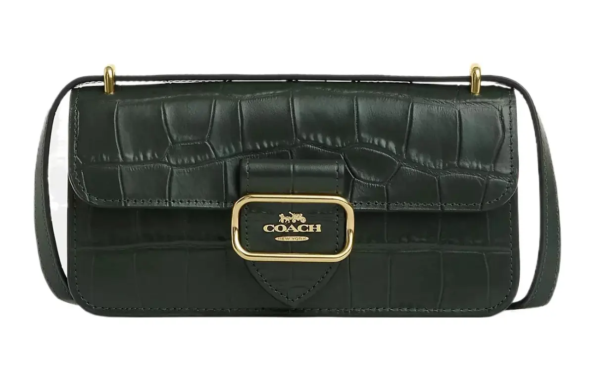 COACH Morgan Leather Small Square Bag, Shoulder Bag, Crossbody Bag Small Women's Amazon Green