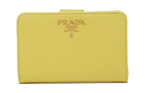 PRADA Saffiano Leather Wallet Women's Yellow