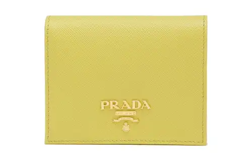 PRADA Leather Wallet Small Women's Yellow