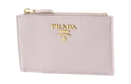 PRADA Leather Card Holder Women's Light Purple & Pink