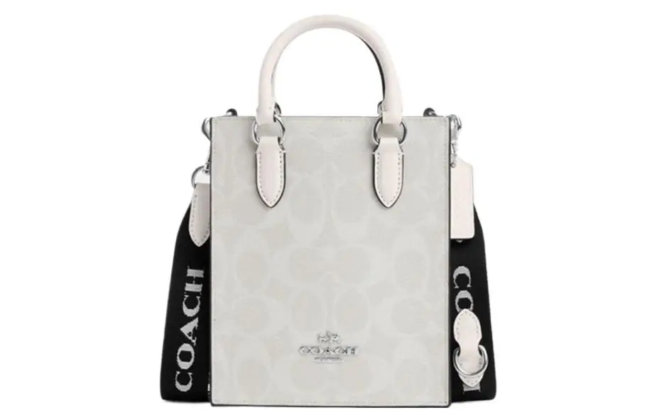 COACH Canvas With Leather Tote Bag, Shopping Bag, Handbag, Shoulder Bag, Crossbody Bag Mini Women's White