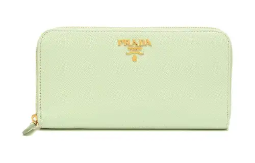 PRADA Leather Wallet Women's Aqua Green