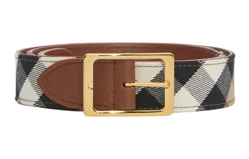 Burberry Canvas With Calfskin Leather Belts Women's Brown Width 3cm