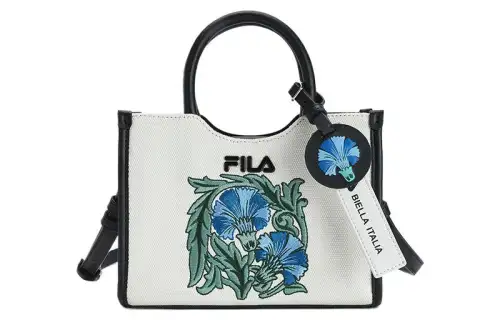 FILA V&A Collaboration Heritage Fabric Handbag, Shoulder Bag, Crossbody Bag Women's White & Black