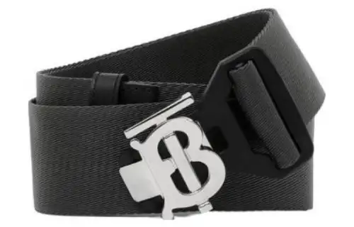 Burberry Polyester, Metal, Polyamide, Calfskin Leather Belts Men's Black Width 4cm