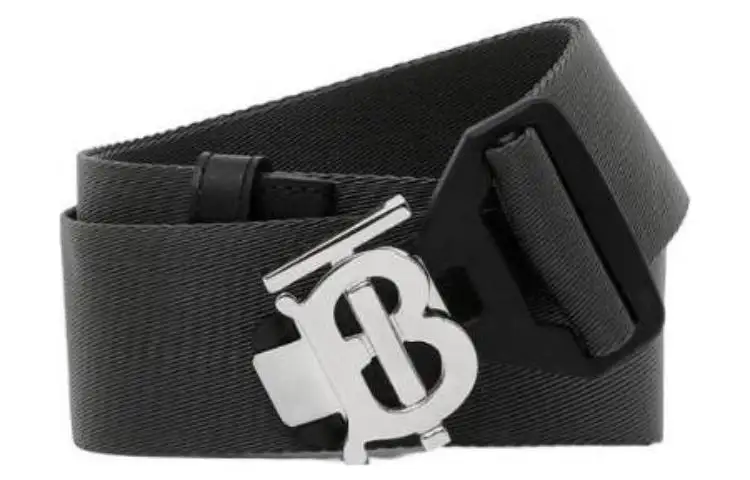 Burberry Polyester, Metal, Polyamide, Calfskin Leather Belts Men's Black Width 4cm