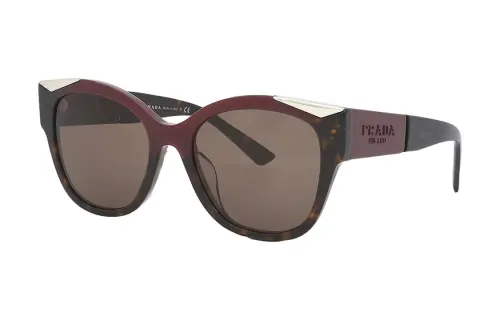 PRADA Plastic Irregular Shape Sunglasses Women's Brown
