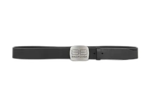 Balenciaga Calfskin Leather Belts Men's Black Width 3.5cm