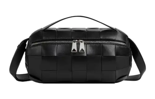 Bottega Veneta Soft Calfskin Handbag, Shoulder Bag, Crossbody Bag Small Men's Black
