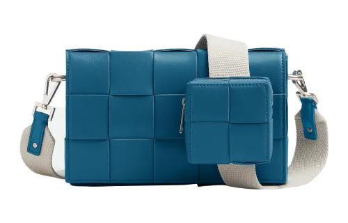 Bottega Veneta CASSETTE Cow Leather Shoulder Bag, Crossbody Bag Medium Men's Dark Blue