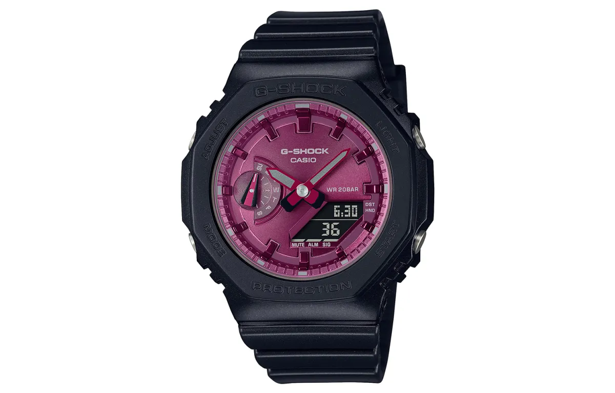 CASIO Women's Liquid Crystal/Analog Dual Display Series Red Watch
