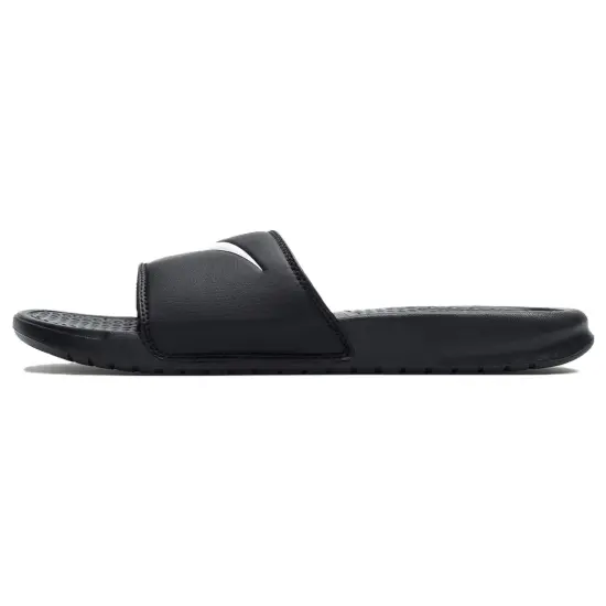 Nike Benassi Swoosh Fashion Black White Slippers 'Black White' Women's