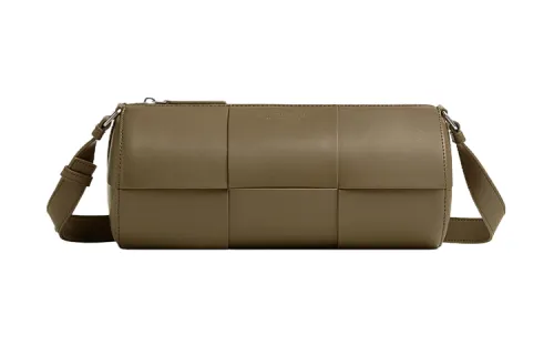 Bottega Veneta Cow Leather Cylinder Bag, Shoulder Bag, Crossbody Bag Medium Men's Clay