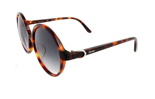 CARTIER Acetate Round Sunglasses Women's Tortoiseshell