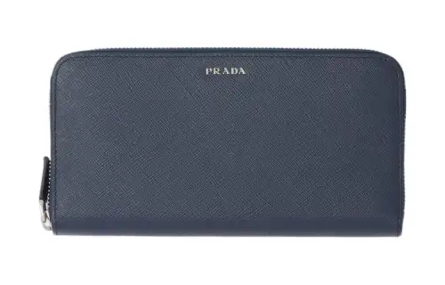 PRADA Saffiano Calfskin Wallet Men's Marine Blue & Light Gray