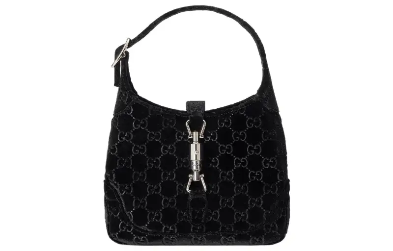 GUCCI Jackie 1961 Velvet Handbag, Shoulder Bag Women's Black