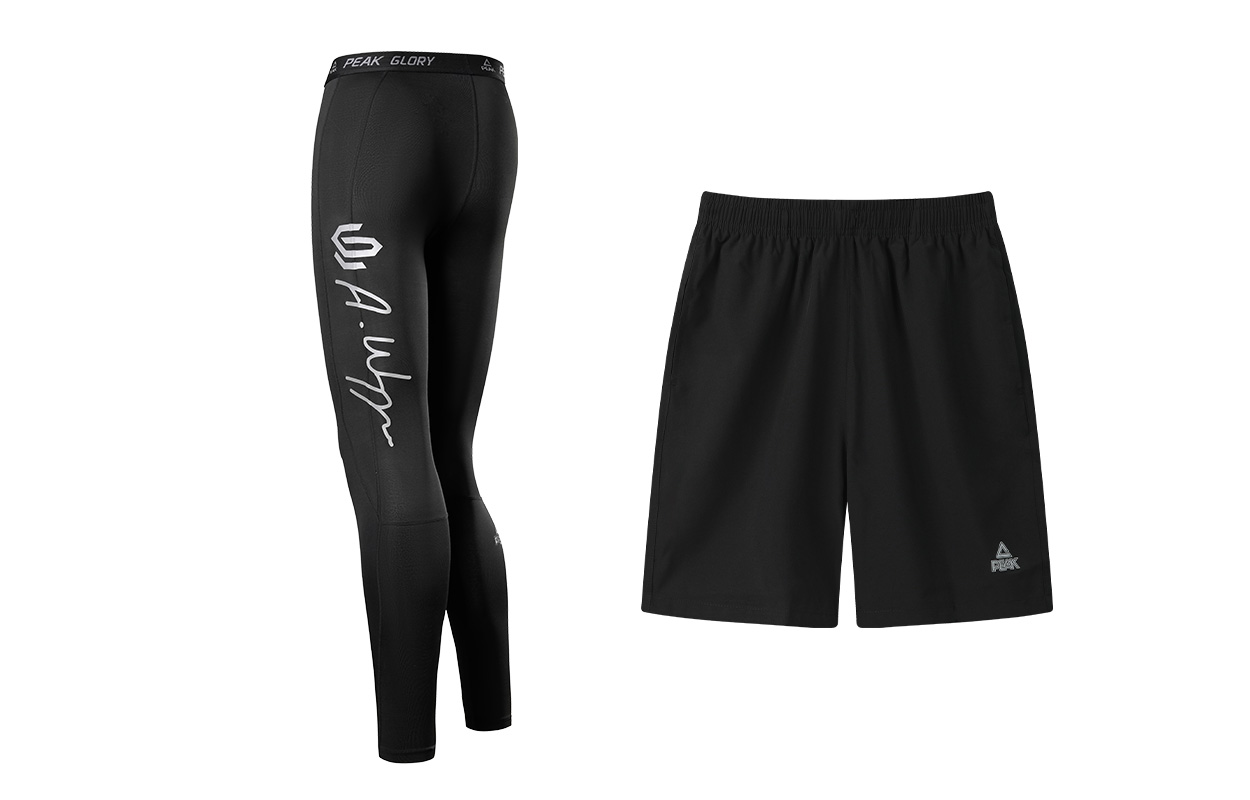 PEAK Sports Pants Unisex Black Tight Pants+Sports Shorts Thin