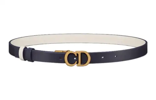 DIOR Letter Label Leather Belts Women's Blue Width 2CM