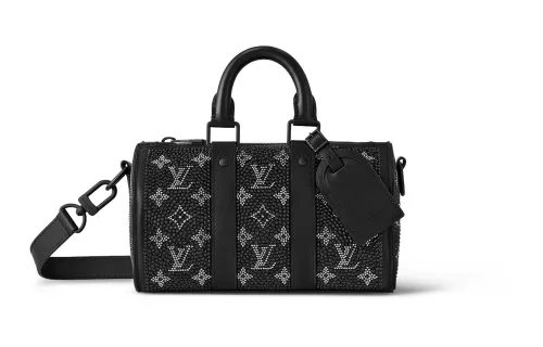 LOUIS VUITTON Keepall Cow Leather Travel Bag, Shoulder Bag, Crossbody Bag, Handbag Men's Black
