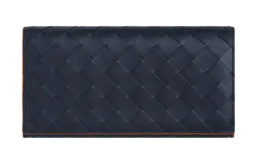 Bottega Veneta Calfskin Wallet Men's Sky Blue & Papaya