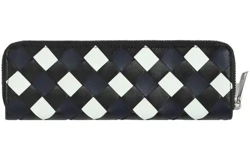 Bottega Veneta Calfskin Pencil Case Storage Bag Women's Black Space Glacier