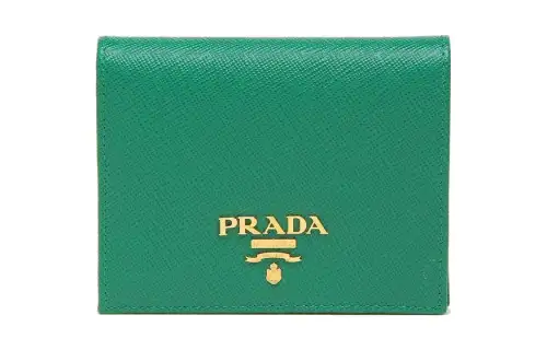 PRADA Saffiano Leather Wallet Small Women's Green