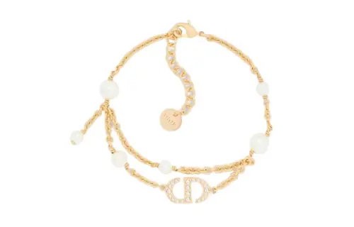 DIOR Metal, Resin Pearl, Crystal Bracelets Women's Gold