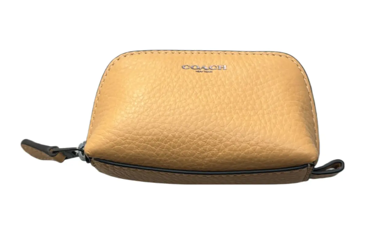 COACH Pebbled Leather Makeup Bag Clutch Mini Women's Yellow