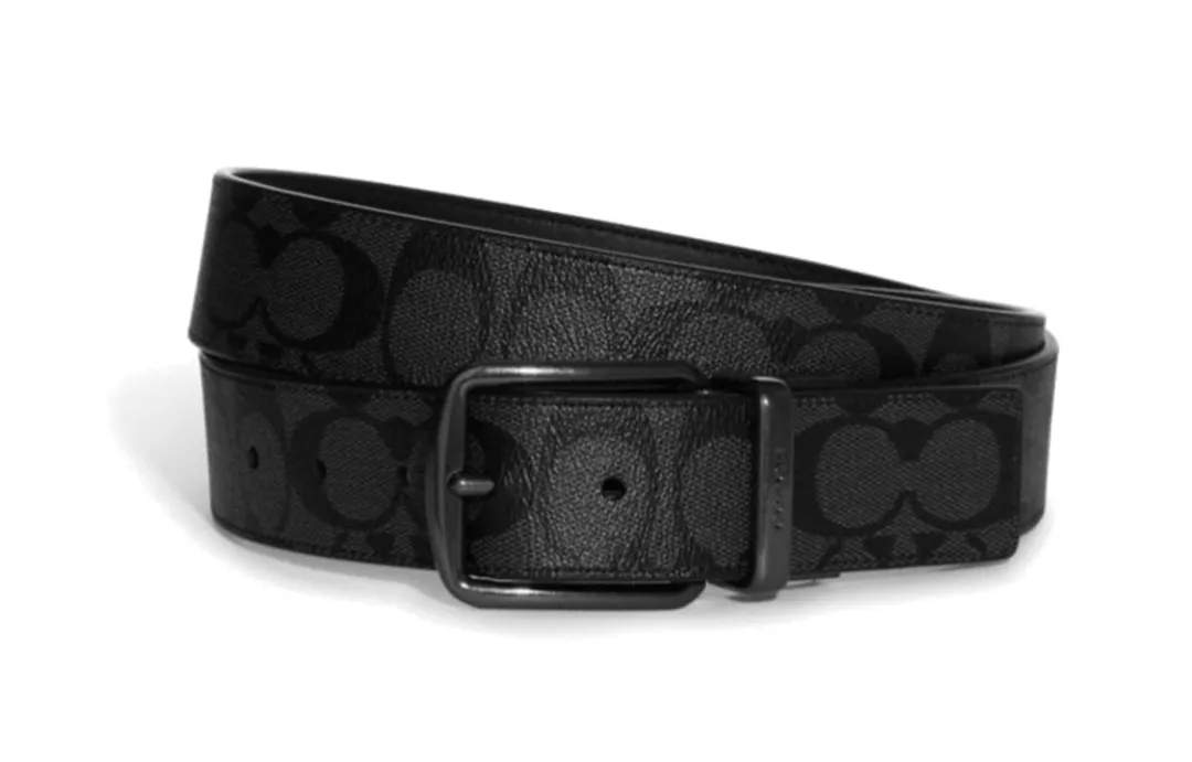 COACH PVC With Skin Leather Belts Women's Black Gray