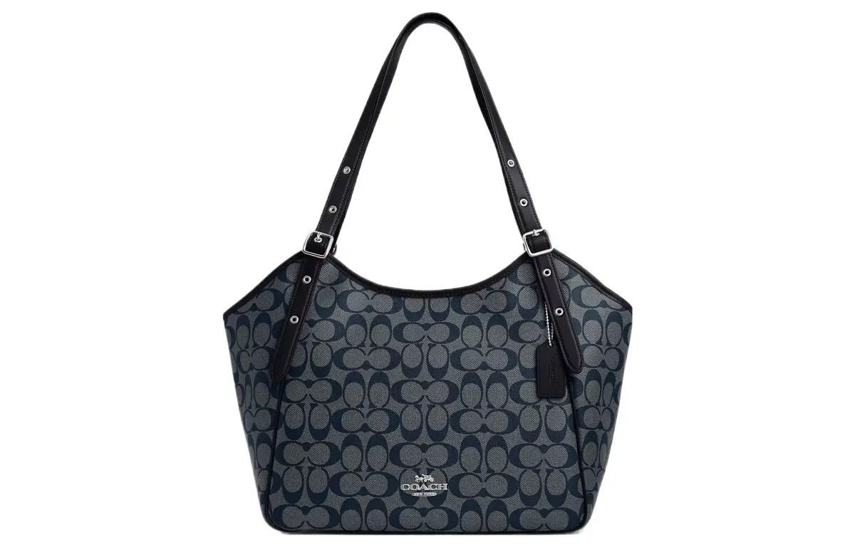 COACH Canvas With Leather Tote Bag, Shopping Bag, Handbag, Shoulder Bag Large Women's Midnight Marine Blue
