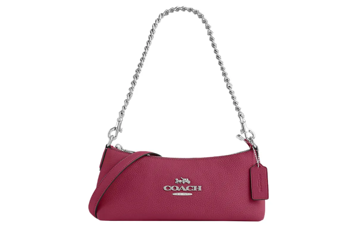 COACH Charlotte Cow Leather Portable Crossbody Bag, Shoulder Bag Medium Women's Bright Purple