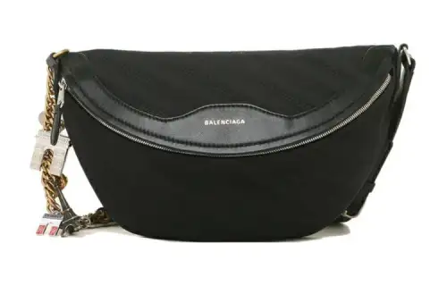 Balenciaga Leather Shoulder Bag Women's Black