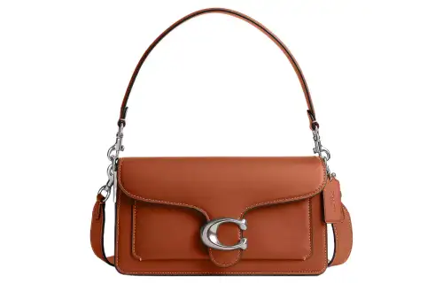 COACH Tabby Glove Tanned Leather God Of Wine Bag, Handbag, Shoulder Bag Medium Women's Silver & Polished Amber