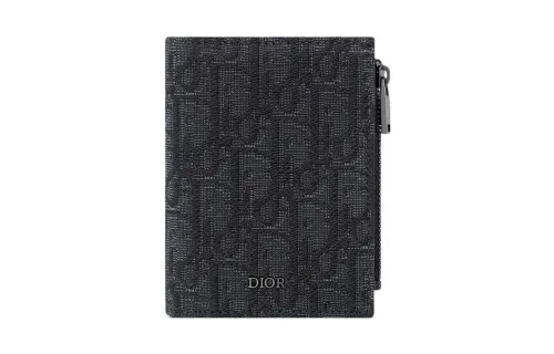 DIOR Oblique Jacquard Fabric Card Holder Men's Black