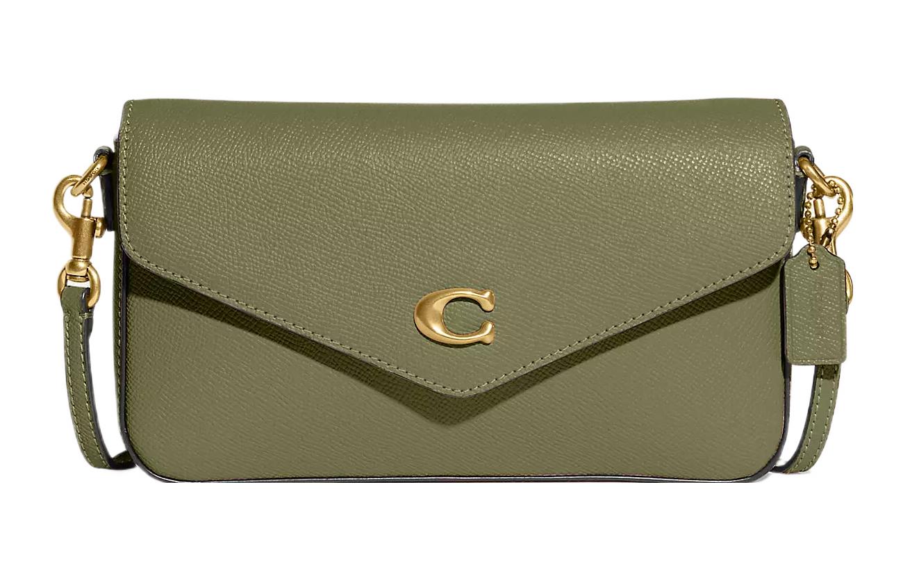 COACH Wyn Split Cow Leather Envelope Bag, Shoulder Bag, Crossbody Bag Small Women's Moss
