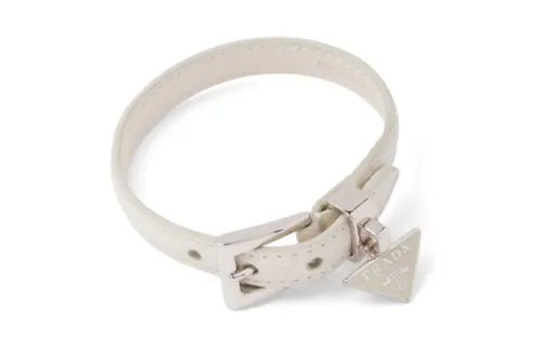 PRADA Genuine Leather Wristbands Women's White