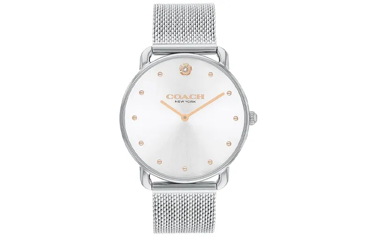 COACH Wrist Watches Quartz Movement Stainless Steel Strap 36mm White Dial Women's Watch 30M Waterproof