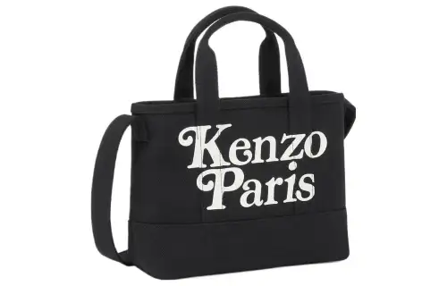 KENZO Canvas With Cotton One Shoulder Crossbody Canvas Bag Handbag Small Women's Black