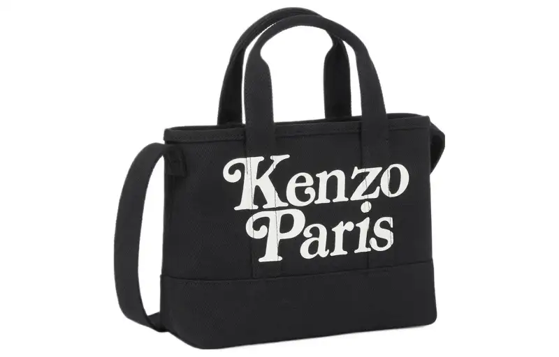 KENZO Canvas With Cotton One Shoulder Crossbody Canvas Bag Handbag Small Women's Black